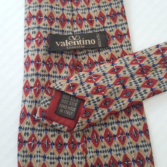 Vintage Valentino Pattern Silk Tie Handmade in Italy - Picture 1 of 6